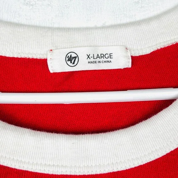 47 Brand Kansas City Chiefs Cropped Long Sleeve Colorblock Shirt Red White XL - Picture 6 of 16